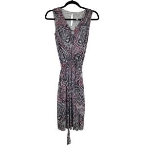 St John Sport Geometric Belted Gray & Pink Tank Dress Women's Sz P